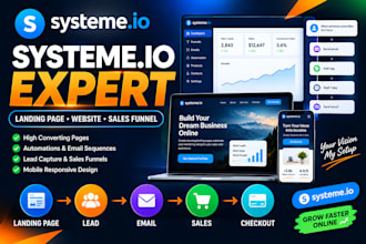 build systeme io landing page, website and sales funnel, systeme io expert
