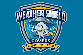 make weather shield covers mascot logo design
