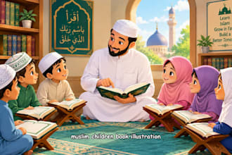 illustrate muslim islamic book illustration