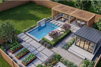 do backyard landscape design, garden, patio, terrace floor plan and master plan