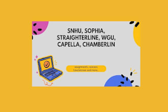 help complete online course, assigned tasks, sophia learning, capella, studycom