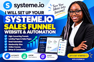 build systeme io sales funnel, landing page and email automation
