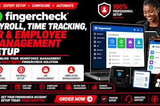 setup fingercheck payroll, time tracking, HR and employee management