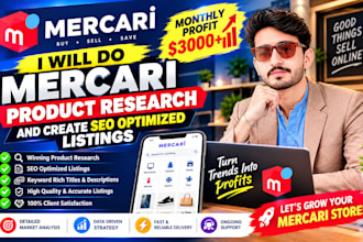 do mercari product research and create SEO optimized listings