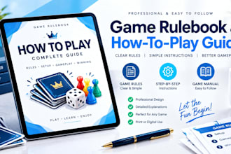 create a professional game rulebook and how to play guide