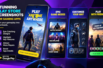 design google play store screenshots for gaming apps