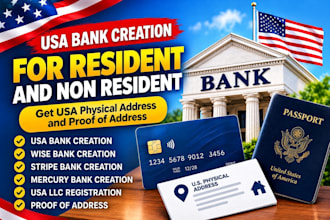 create mercury, wise, stripe get US physical address and proof address