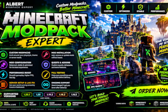 create, fix and optimize minecraft modpacks, forge, paper, smp and servers