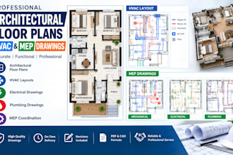 create architectural floor plans, site plan, hvac layouts, and mep cad drawings