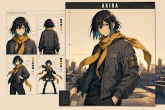 draw character sheets and posters in an anime art style