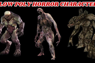create ps1 ps2 psx n64 low poly character monster creature and game character