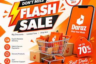 design professional daraz banner, flash sale and countdown timer poster