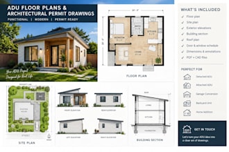 create adu floor plans and architectural permit drawings