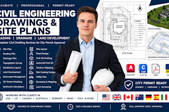 create stormwater management and drainage plan, site plan, survey plan, iot plan
