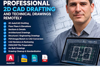 provide professional 2d cad drafting and technical drawings remotely