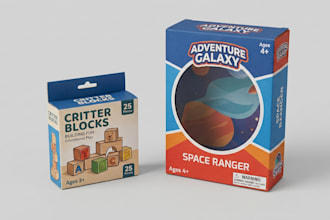 design toy packaging box product label and 3d mockup with dielines