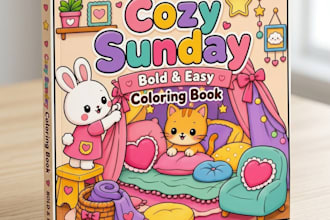 design a cute bold and easy cozy sunday coloring book