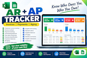 create an excel, google sheets accounts receivable and accounts payable tracker