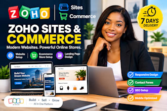 build zoho commerce store, zoho sites website and landing page