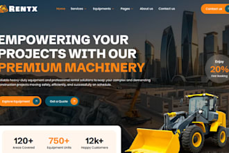 design wix industrial equipment rental website heavy machinery rental website