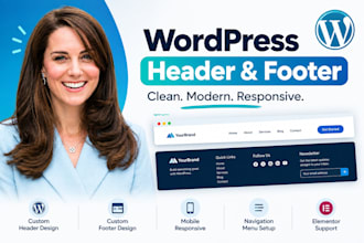 design a professional wordpress header and footer