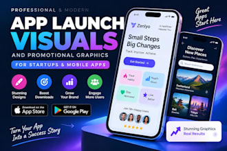 professional app launch visuals and promotional graphics