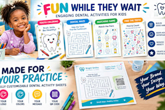 design kids activity sheets for dental and clinic waiting rooms