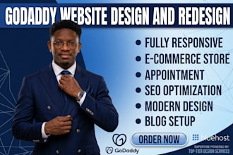 redesign godaddy, design godaddy website, godaddy seo, godaddy airo builder