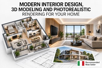 3d floor plan, interior layout and realistic rendering for homes and apartments