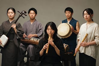 record authentic shamisen, koto, shakuhachi, taiko  and shinobue