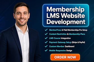 create membership lms website, subcription, paid membership pro with memberpress