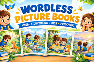 create wordless picture book illustrations for kids, children and preschool art