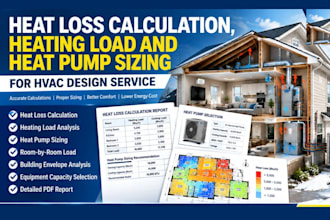 heat loss calculation, heating load and heat pump sizing for hvac design