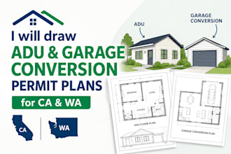 draw adu garage conversion permit plans for ca  wa
