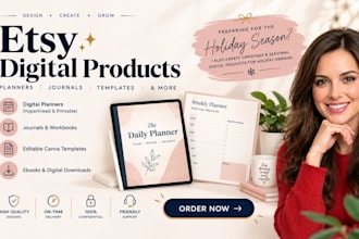 etsy hyperlinked planner design etsy digital product mockup etsy digital journal