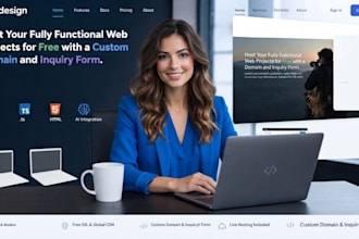 complete website hosted free with domain and a contact form