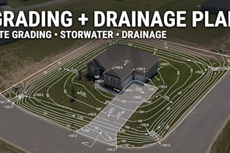 create grading plan, drainage plan, site plan and stormwater layout