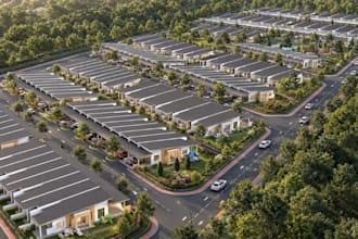 design 3d townhouse community large scale residential masterplan siteplan render