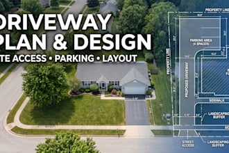 create driveway plan, site plan, driveway design and access layout