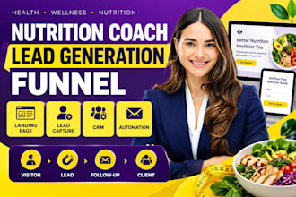 build nutrition coach lead generation funnel, landing page, lead capture, crm