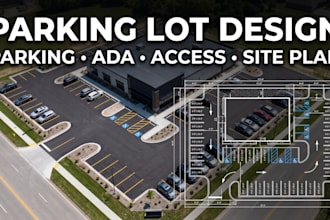 design parking lot layout, site plan, parking plan, and ada spaces