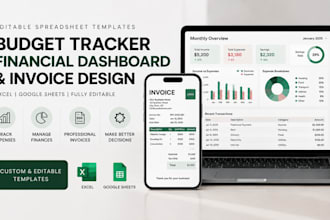 design editable budget tracker financial dashboard invoice design spreadsheet