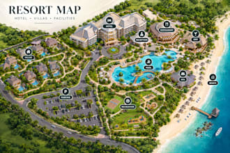 create an attractive hotel, resort and vacation property map