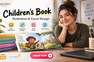 illustrate childrens storybook pages book cover design for amazon KDP publisher