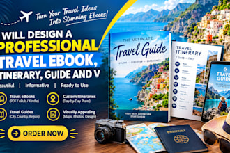 design a professional travel ebook, itinerary, guide and vacation planner
