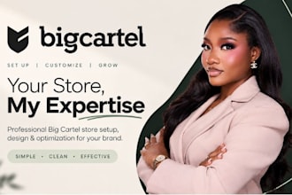 setup, redesign, or fix your big cartel, ecwid, bigcommerce, opencart, shopify