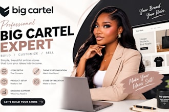 setup, redesign, or fix your big cartel, ecwid, bigcommerce, opencart, shopify