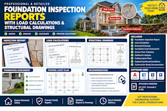 foundation inspection reports with load calculations and structural drawings