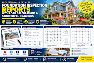 foundation inspection reports with load calculations and structural drawings