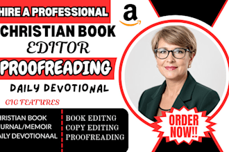 do christian book editing, proofreading devotional  prayer journal memoir editor